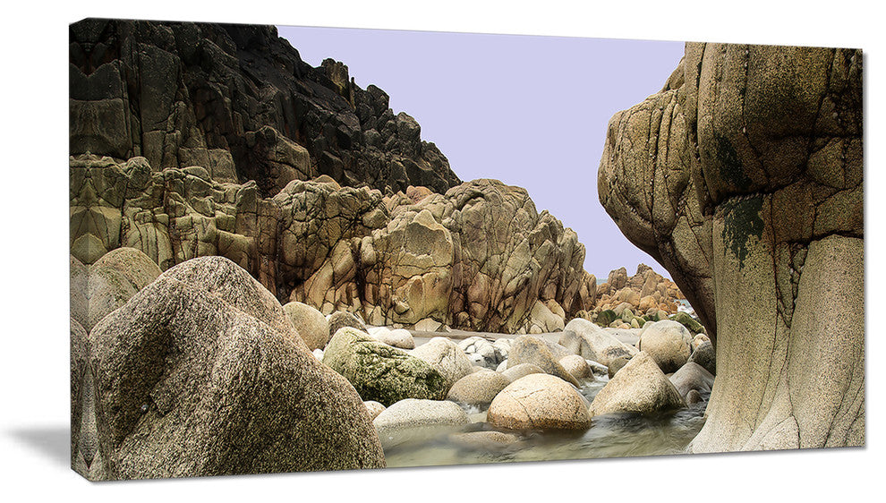 "Smooth Rocks in Coastline Panorama" Landscape Wall Art, 1 Panel, 60"x28"