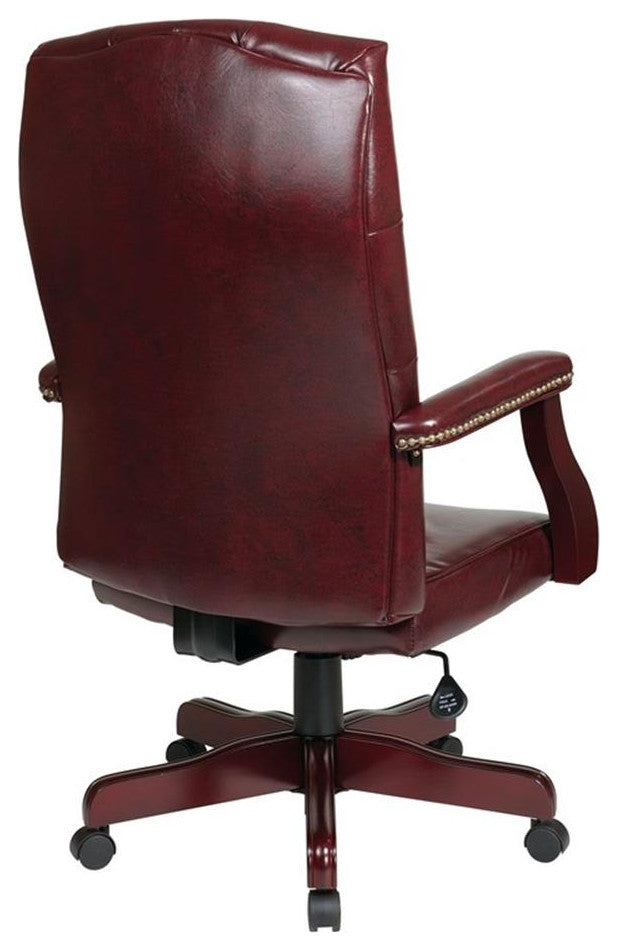 Jamestown Oxblood Red Vinyl Traditional Executive Chair with Padded Arms