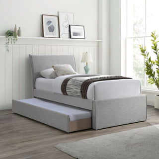 Myles Upholstered Trundle Bed, Gray, Twin, Linen Textured Fabric