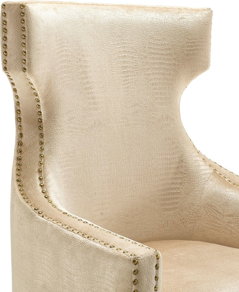 TOV Furniture Gramercy Gold Croc Velvet Wing Chair