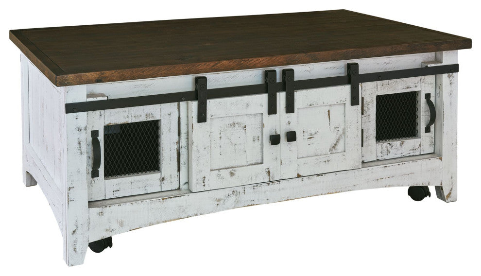Thomas Coffee Table White With Brown Top