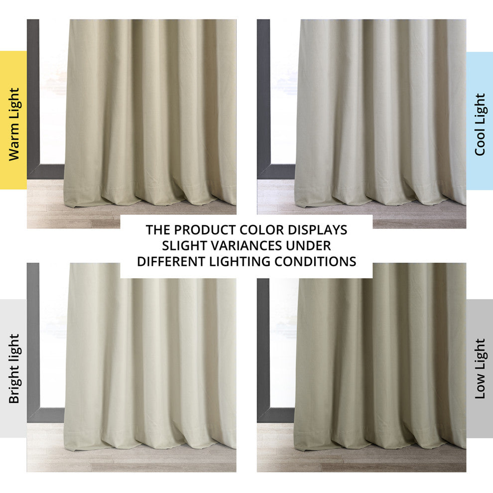 Signature Blackout Velvet Curtain Single Panel, Cool Beige, 50"x108"