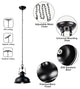 Industrial Black Pendant Light Farmhouse Dome Hanging Light Fixture