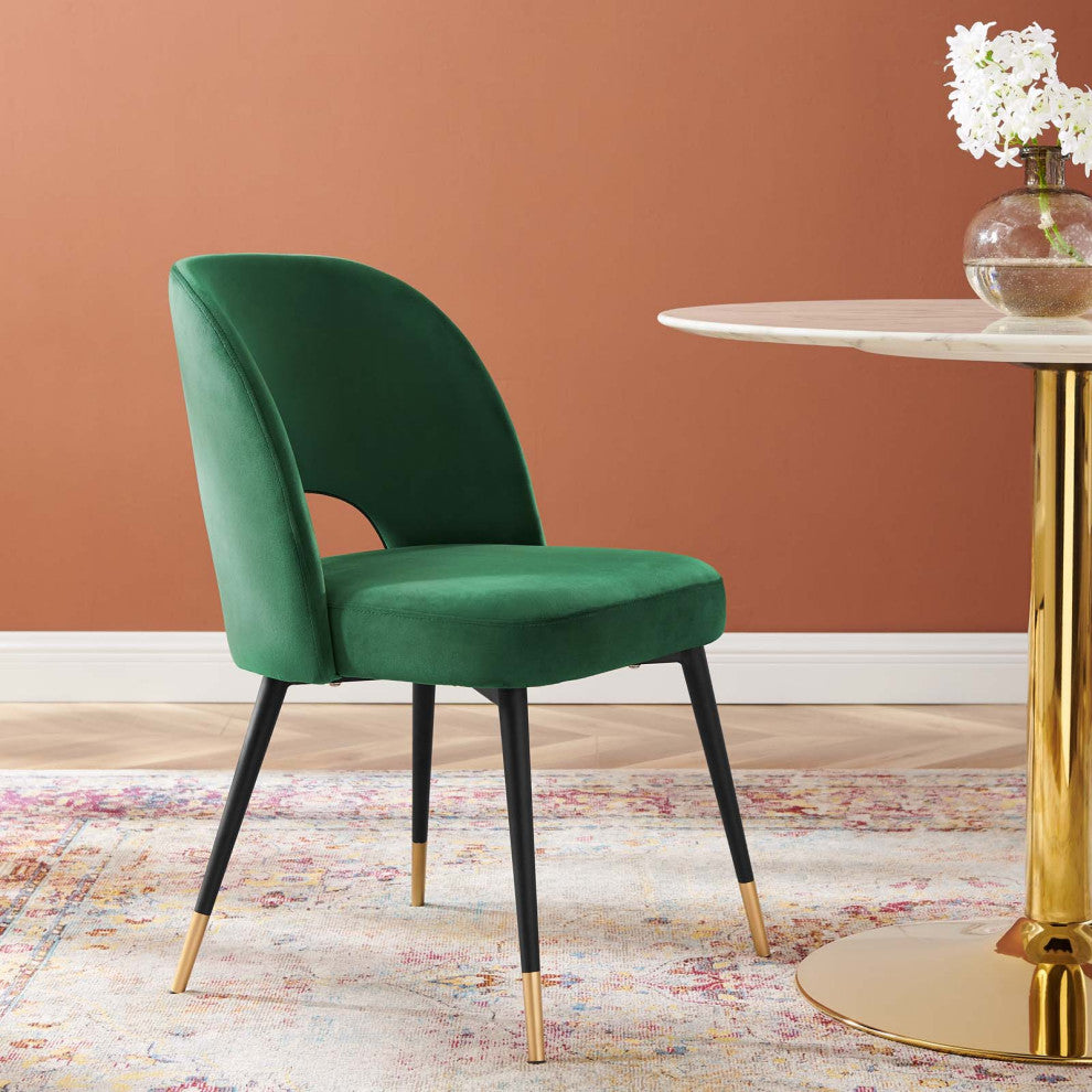 Rouse Performance Velvet Dining Side Chair Emerald