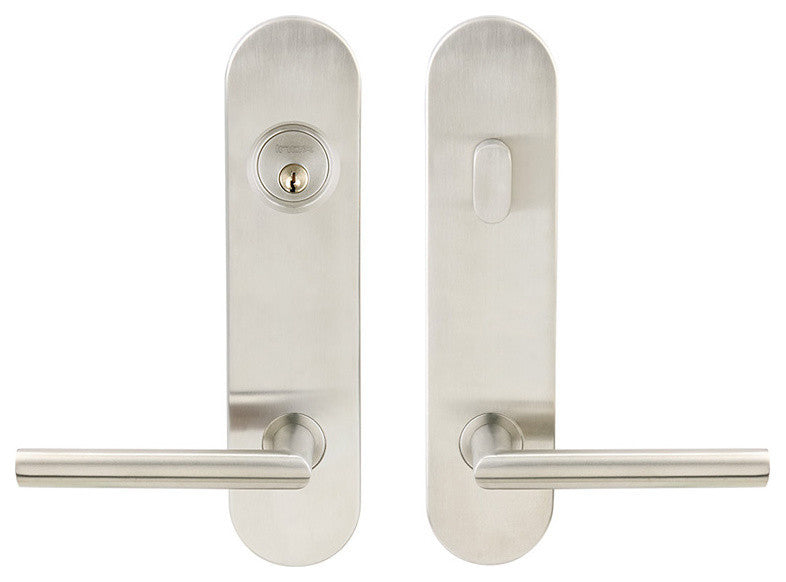 LA105 Frankfurt Lever, Tubular Dummy Entry WithDummy Cylinder, Polished SS, RH