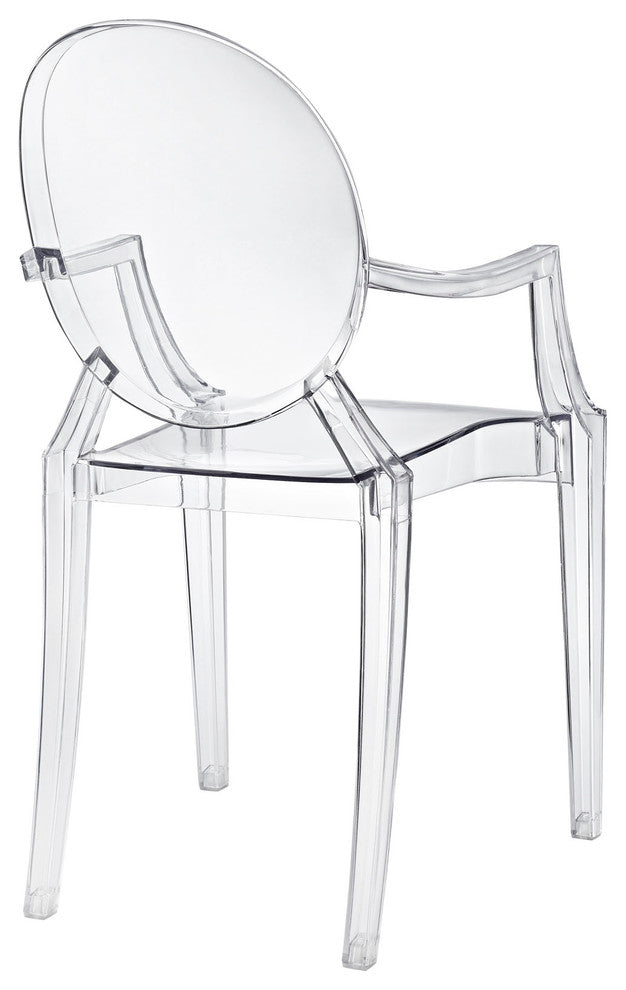 Modern Contemporary Kitchen Dining Armchair Clear, Outdoor or Indoor