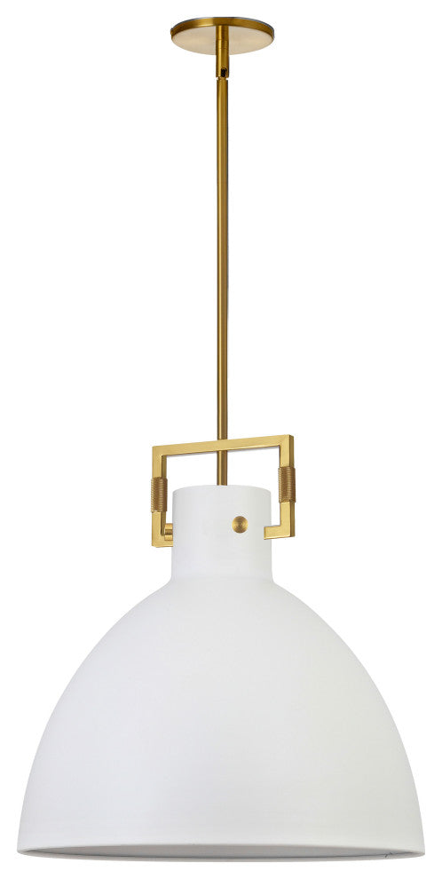 Liberty Contemporary 1 Light Matte White Aged Brass Metal Pendant