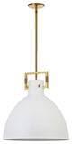 Liberty Contemporary 1 Light Matte White Aged Brass Metal Pendant