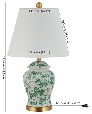 Penelope 22" Chinoiserie Classic LED Table Lamp, Green/White