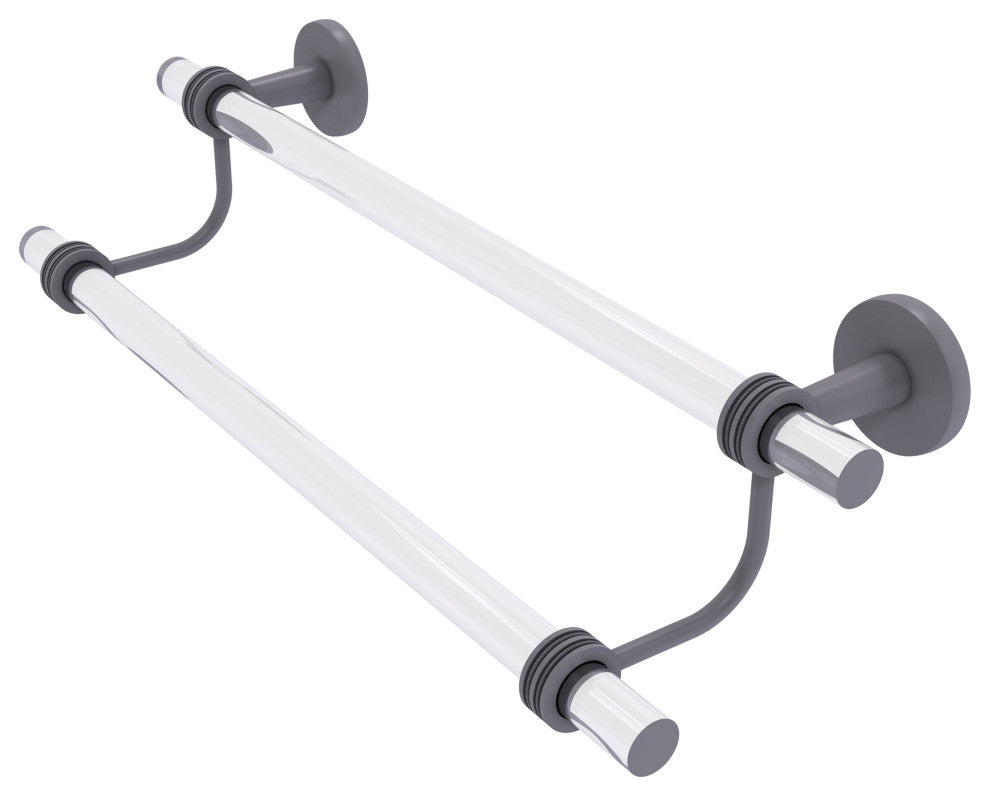 Clearview 36" Double Towel Bar with Dotted Accents, Matte Gray