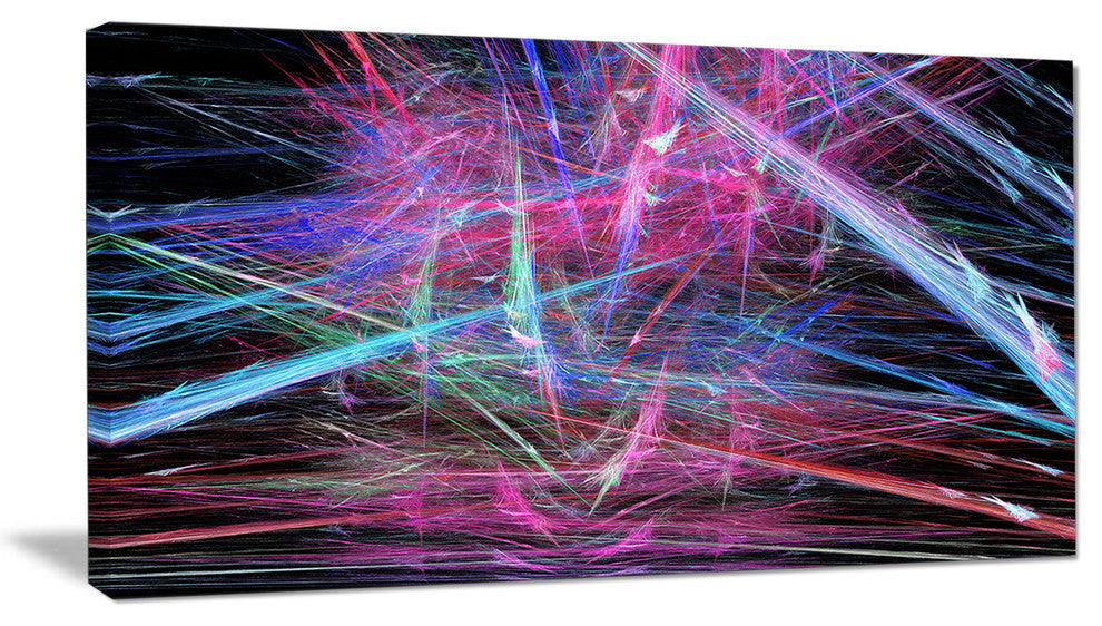 Pink Blue Magical Fractal Pattern, Abstract Canvas Wall Art, 32x16