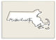 Massachusetts Home State Map Neutral Print Design, 10"x15"