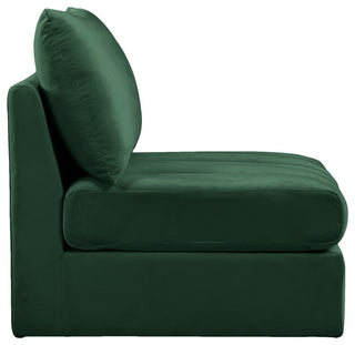 Jacob Velvet Upholstered Modular Armless Chair, Green