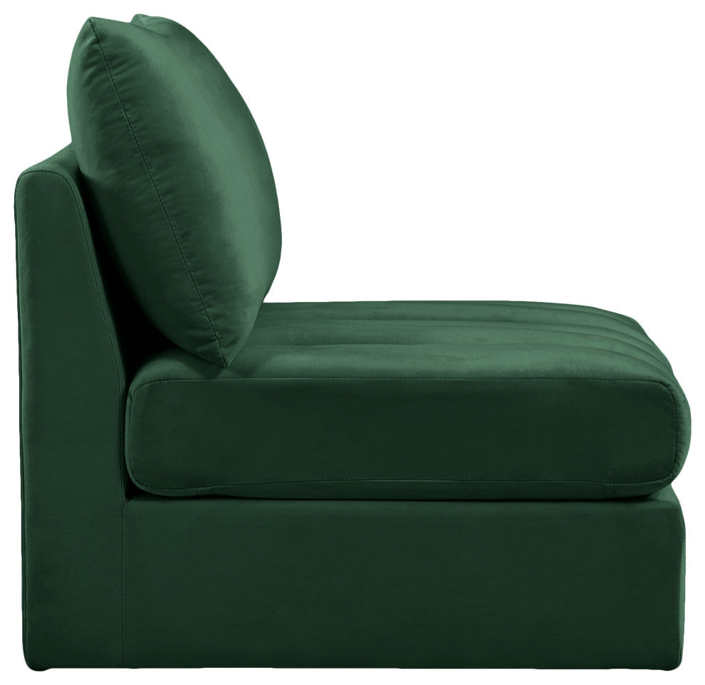 Jacob Velvet Upholstered Modular Armless Chair, Green