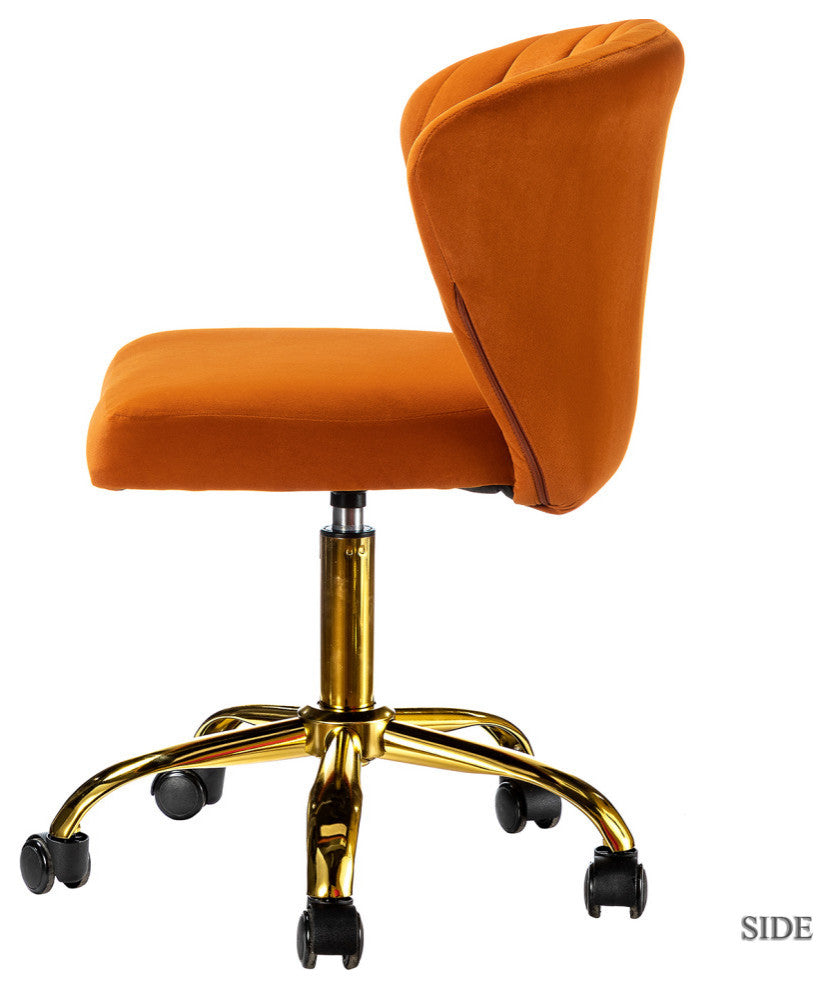 Swivel Task Chair With Tufted Back, Orange