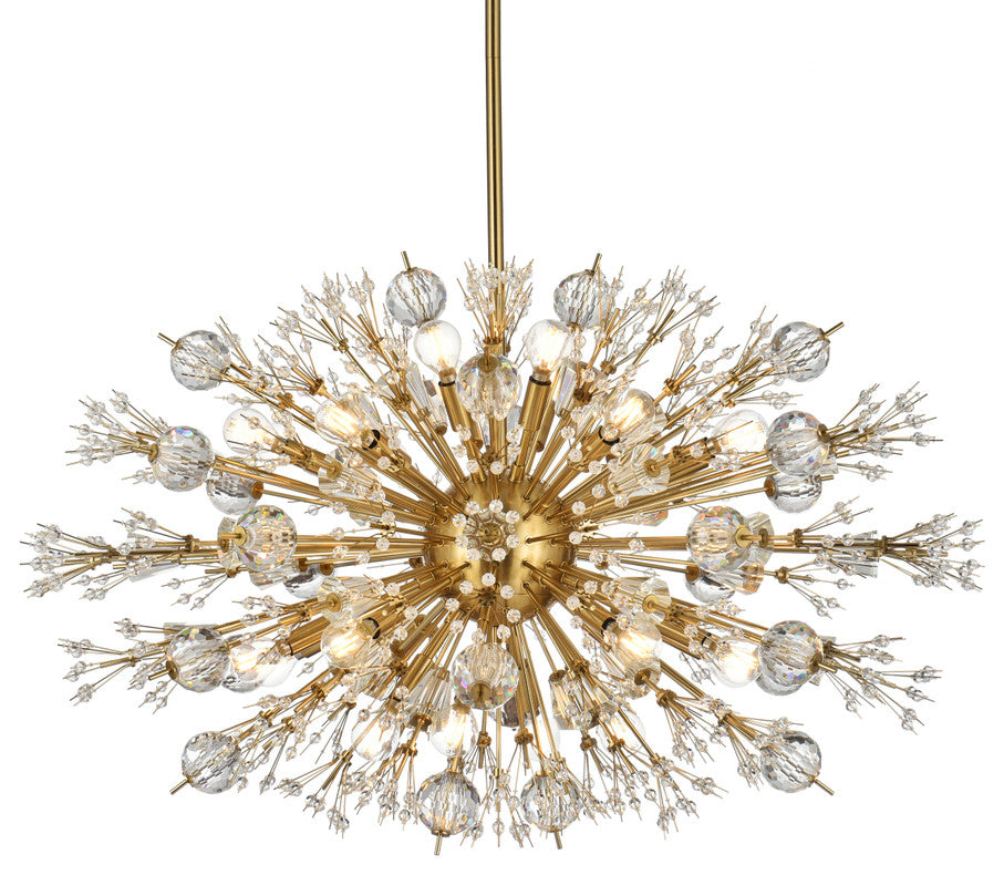 Victor 36" Crystal Starburst Oval Pendant, Gold