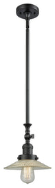 1-Light LED Halophane Mini Pendant, Matte Black, Clear Halophane
