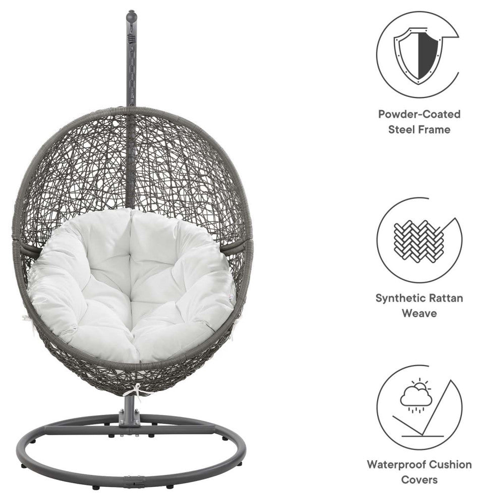Encase Outdoor Patio Rattan Swing Chair - Gray White