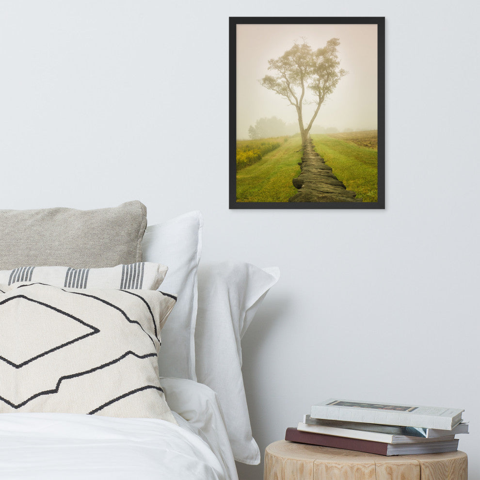 Calming Morning Rural Landscape Framed Photo Paper Wall Art Prints, Black, 16" X 20"