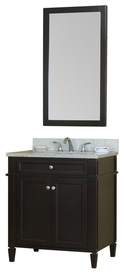 Samantha 30" Bathroom Vanity With Carrera Marble Top