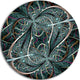 Dark Green Purple Digital Art Fractal Flower, Disc Metal Wall Art, 23"