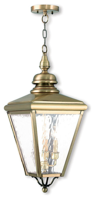 Cambridge Outdoor Chain-Hang Lantern, Antique Brass