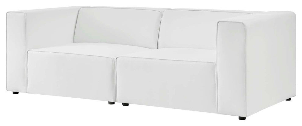 Loveseat and Sofa Set, Faux Vegan Leather, White, Modern, Lounge Hospitality
