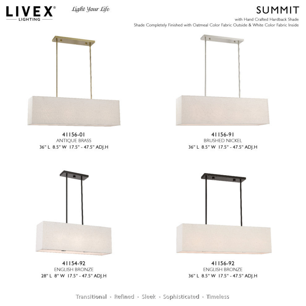 Summit 4 Light Brushed Nickel Linear Chandelier