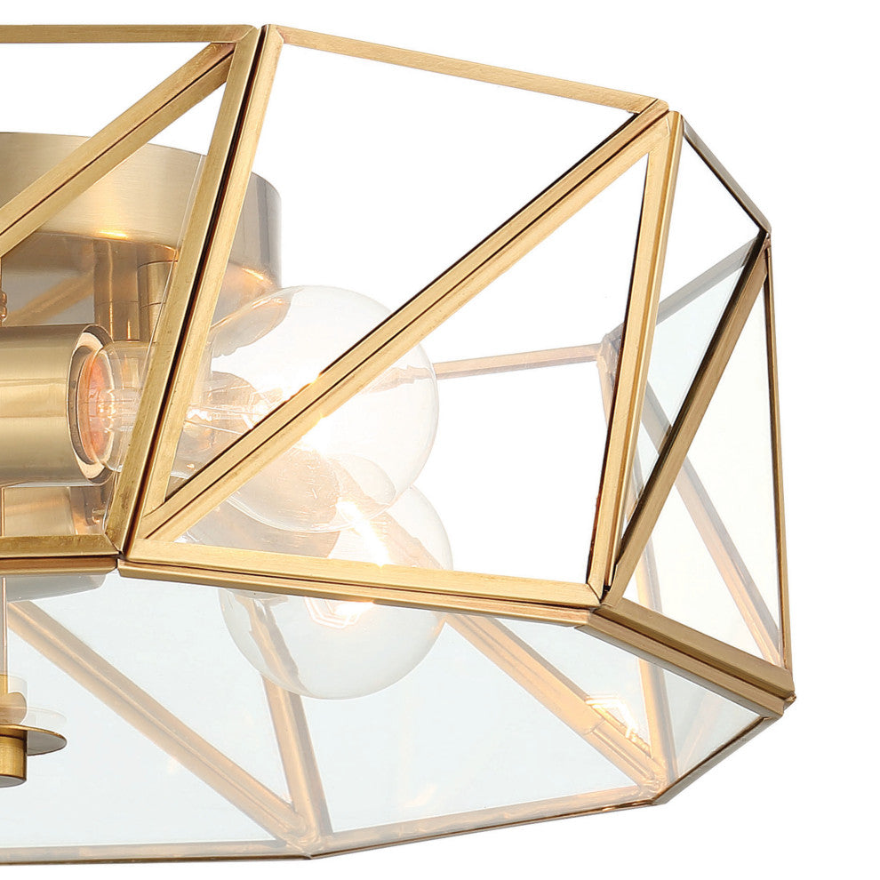 4 Light 15.94" Unique/Statement Geometric Flush Mount