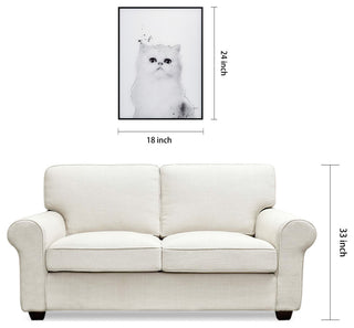 "Persian" Black and White Pet Paintings on Printed Glass With Anodized Frame
