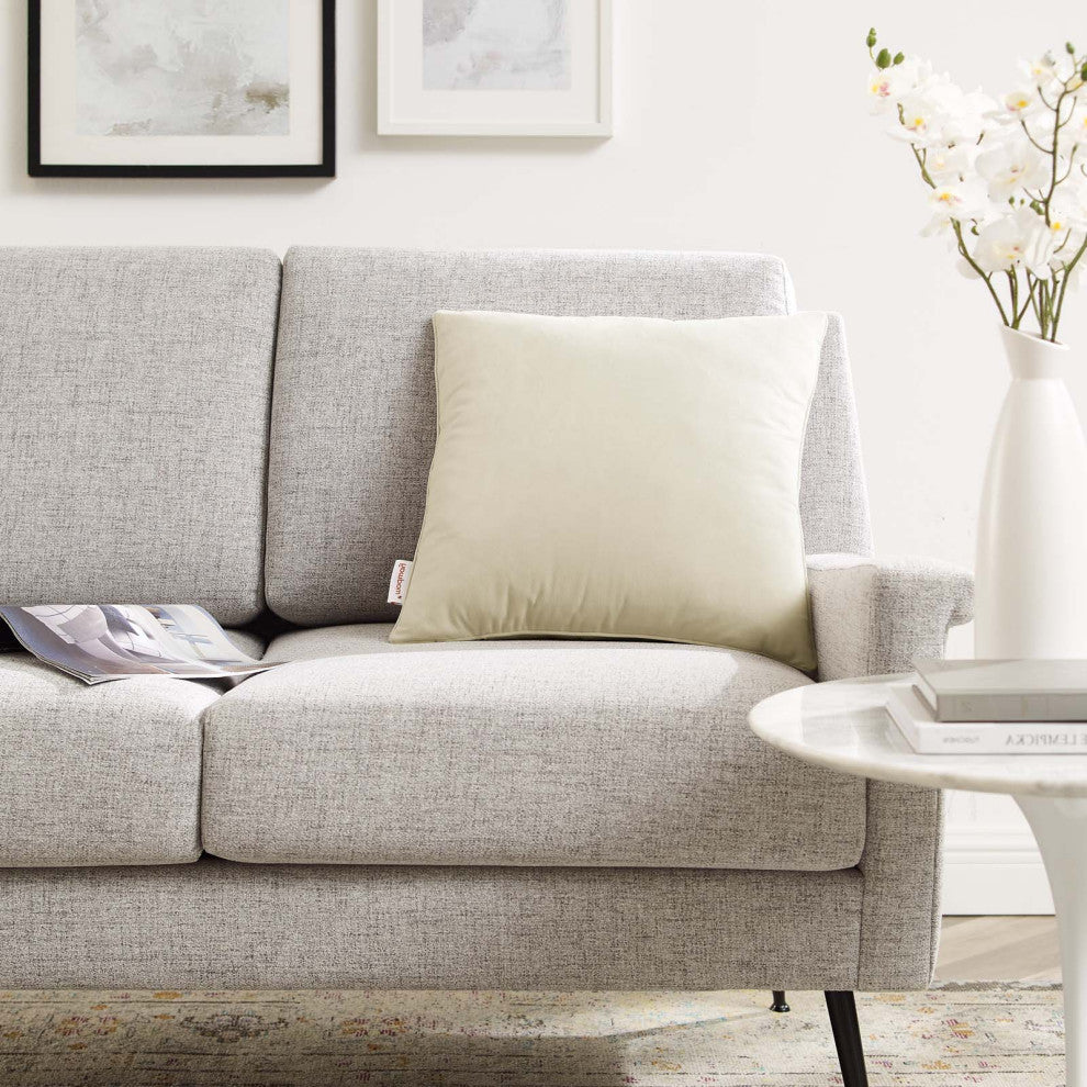 Accent Throw Pillow, Velvet, Ivory White, Modern, Living Lounge Hospitality