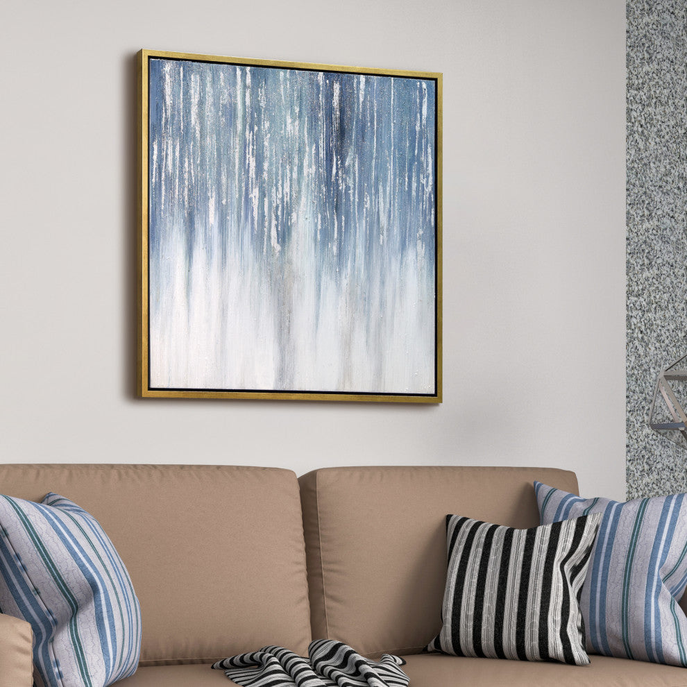Frozen Rain Textured Metallic Hand Painted Framed Wall Art by Martin Edwards