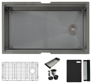 STYLISH 33 Undermount 33" Workstation 16G Single-Bowl Graphite Kitchen Sink