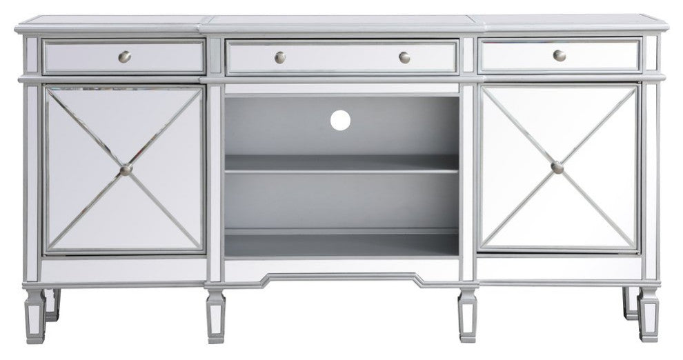 Elegant MF61072SC Contempo 72" Mirrored Credenza, Antique Silver
