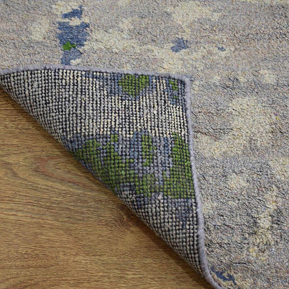 Hand Knotted Silk Area Rug Abstract Multicolor