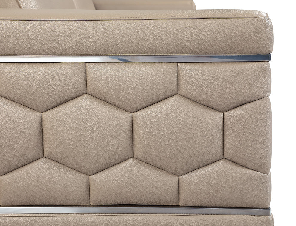 Rome Contemporary Genuine Italian Leather Sofa Beige