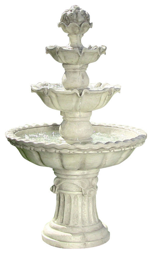 Sunnydaze 4-Tier White Electric Outdoor Water Fountain with Fruit Top - 52-Inch