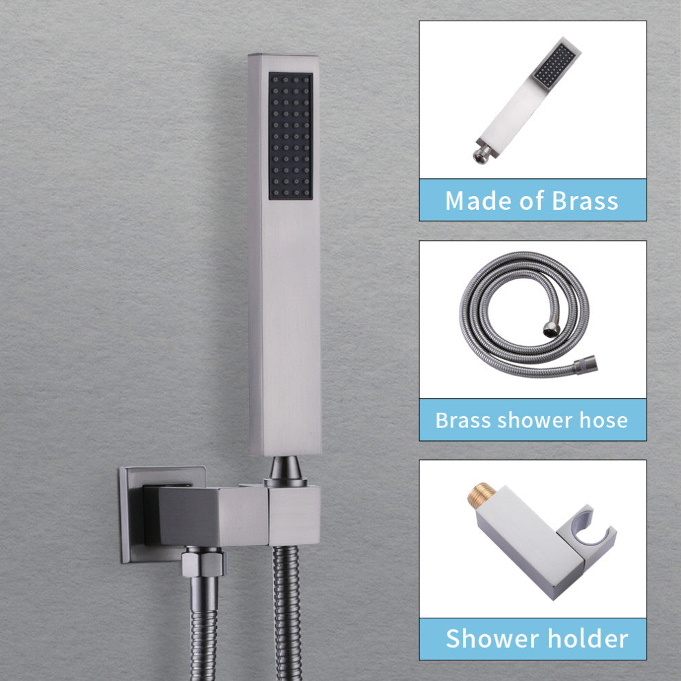 Givingtree Wall Mounted Square Shower System 3 Function 10 in,Brushed Nickel
