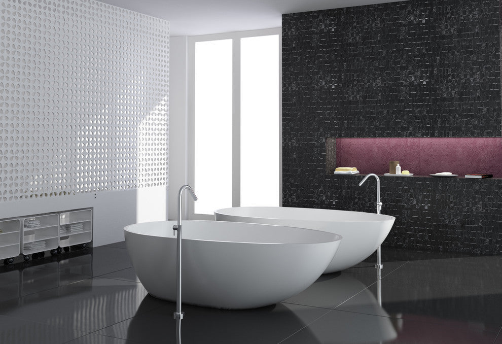 ADM Oval Freestanding Bathtub, Glossy White, 70"