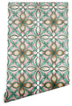 Deny Designs Pimlada Phuapradit Floral Tile PinkGreen Wallpaper, Pink, 2'x8'
