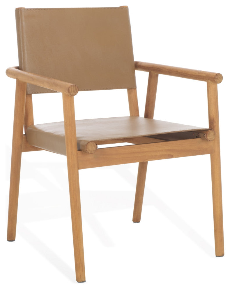 Safavieh Couture Hutson Leather Dining Chair, Brown/Natural