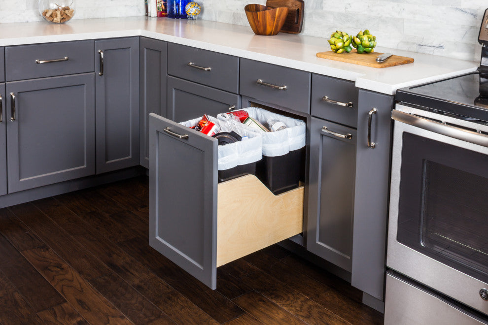 Preassembled 50 Quart Double Pullout Waste Container System