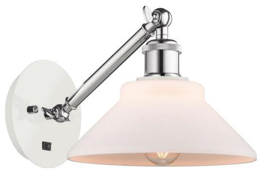 Innovations 317-1W-WPC-G131 1-Light Sconce, White and Polished Chrome