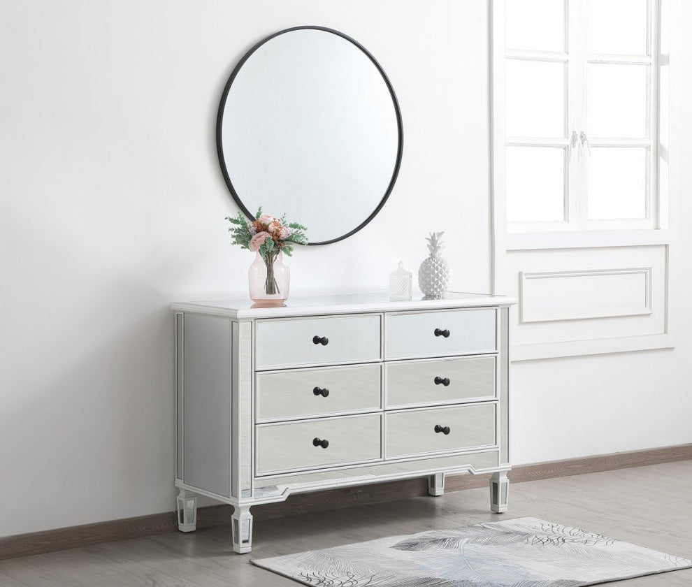 Calum 48" Mirrored Cabinet, Antique White