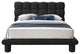 Deco Boucle Fabric Upholstered Full Bed, Black, King