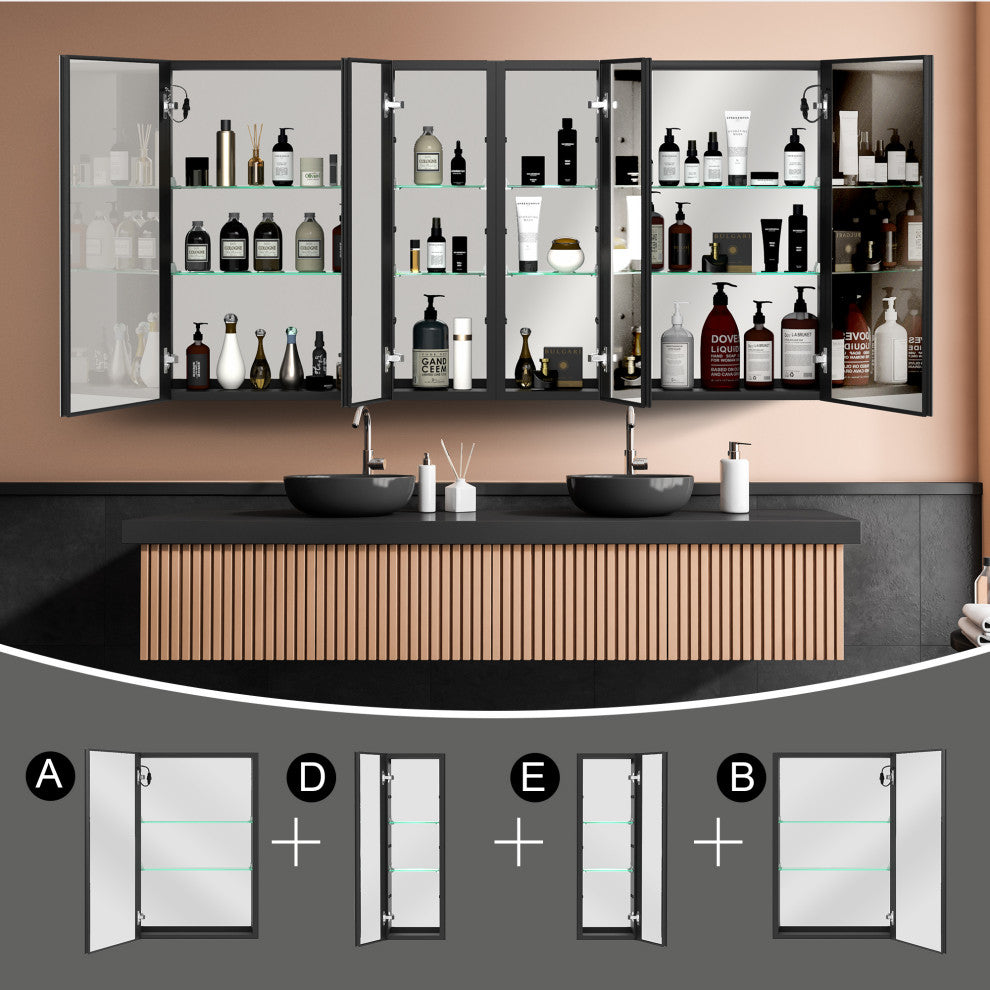 60"x30" Surface Mount Frameless Aluminum LED Medicine Cabinet With Anti-Fogger