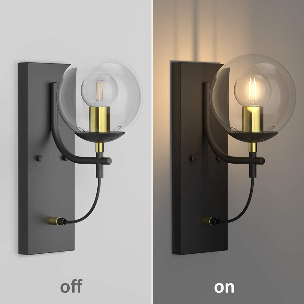 Mid Century black wall sconces modern globe glass vanity wall light fixture