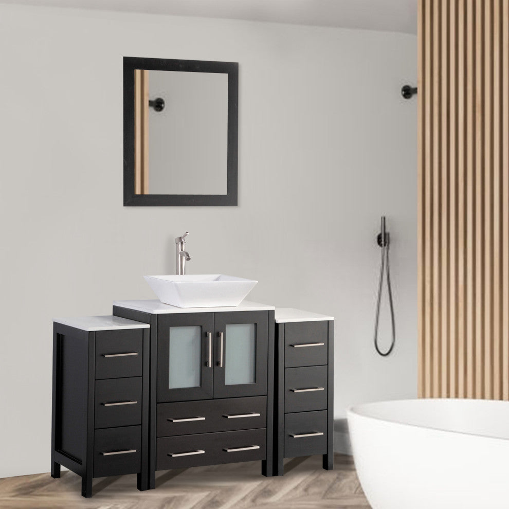 Vanity Art Bathroom Vanity Set With Sink, Espresso, 48", Led Touch-Switch Mirror