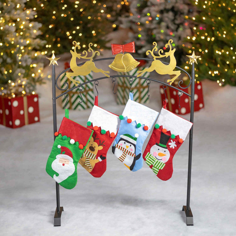42" Tall Classic Iron Christmas Stocking Holder Stand