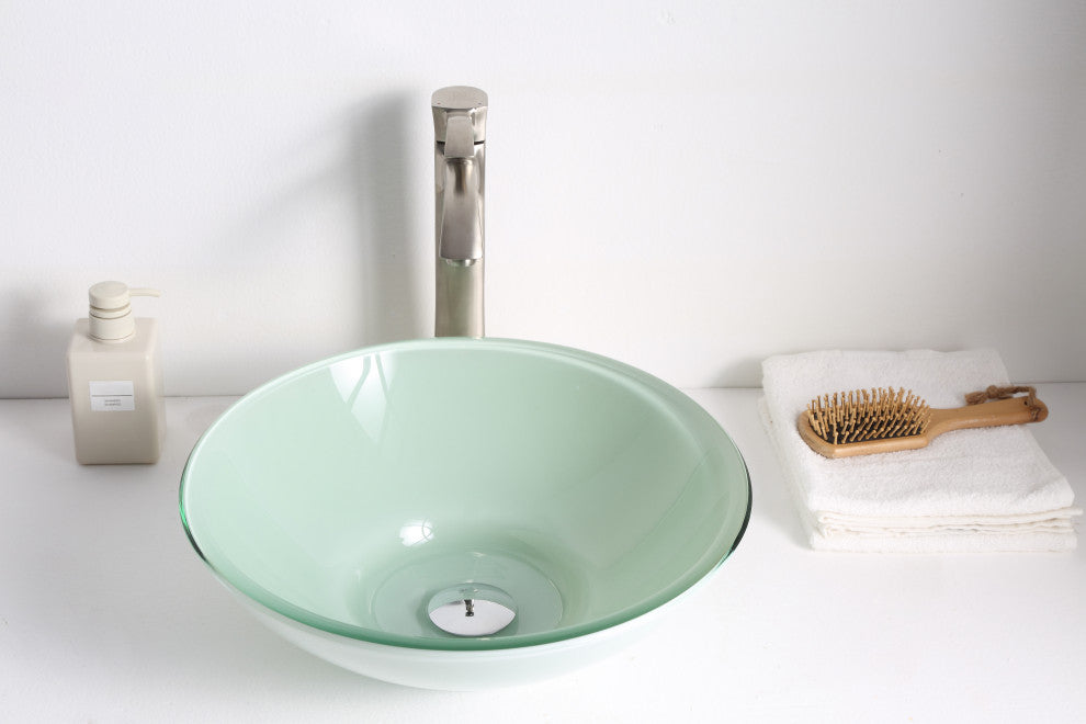ANZZI Raider Series Tempered Glass Bathroom Vessel Sink
